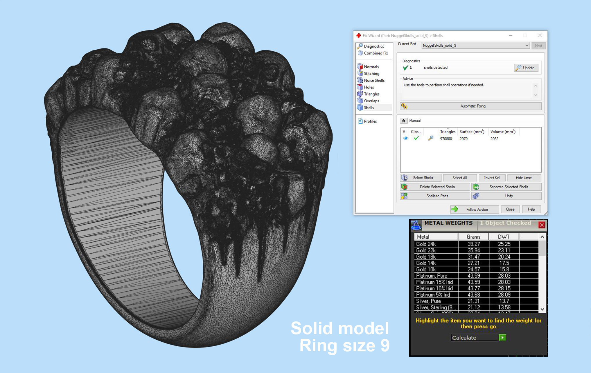 Nugget with Skulls Ring 3D print model_6