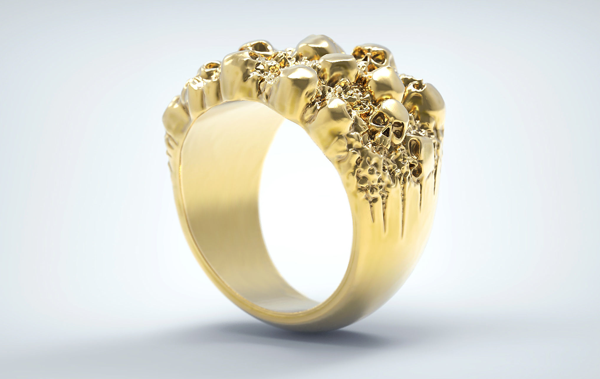 Nugget with Skulls Ring 3D print model_1
