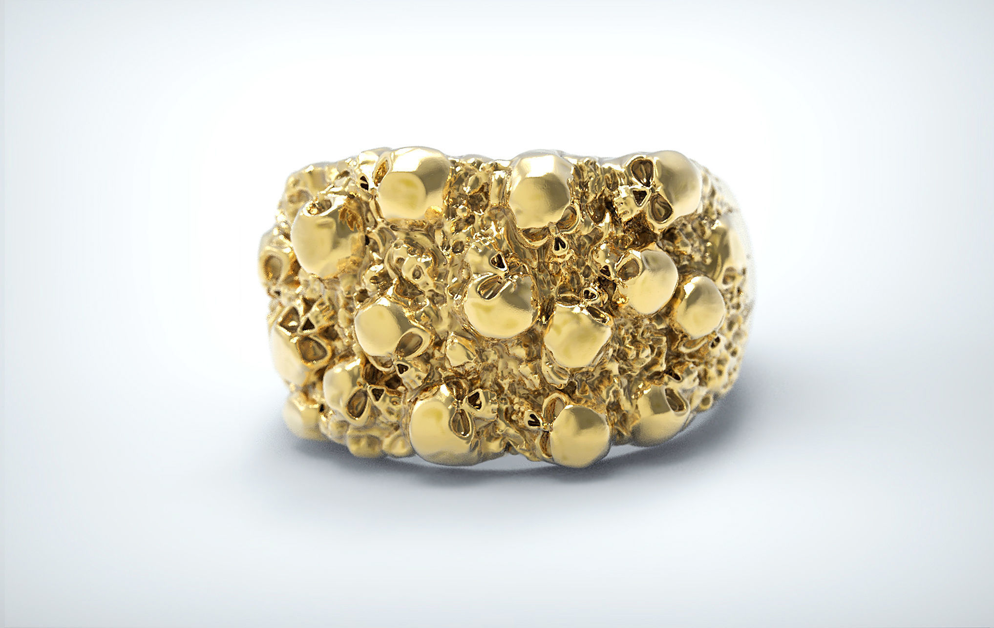 Nugget with Skulls Ring 3D print model_4