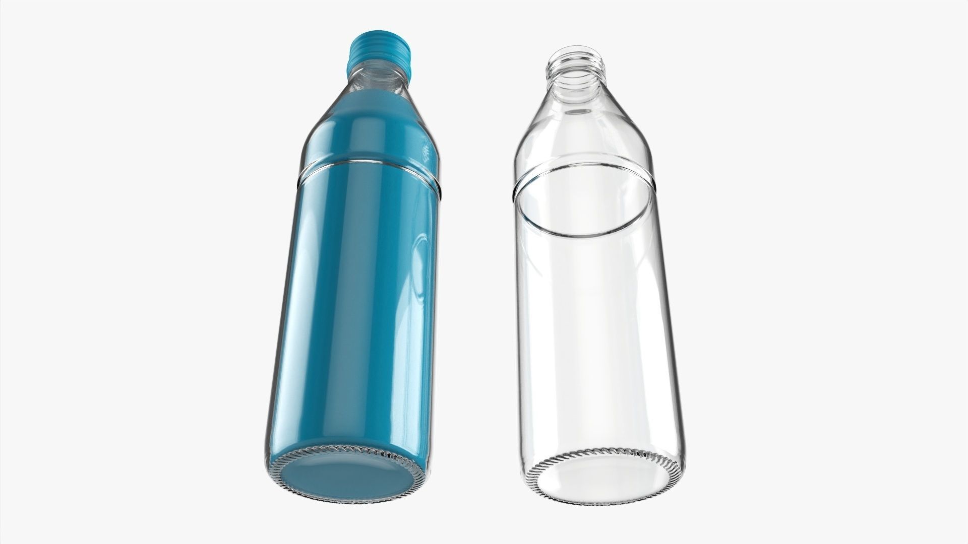 Glass soft drink soda water bottle 13 3D model_2