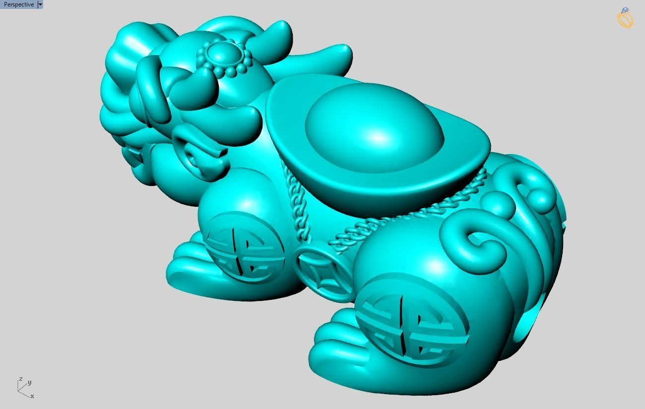 Pixiu money coin Bracelet - Unicorn  bracelet - Size 20 mm   3D print model_13