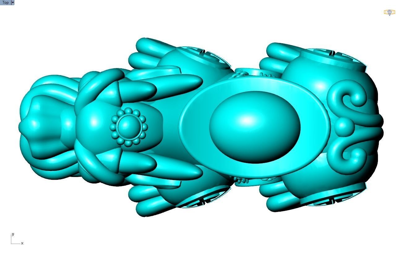 Pixiu money coin Bracelet - Unicorn  bracelet - Size 20 mm   3D print model_17