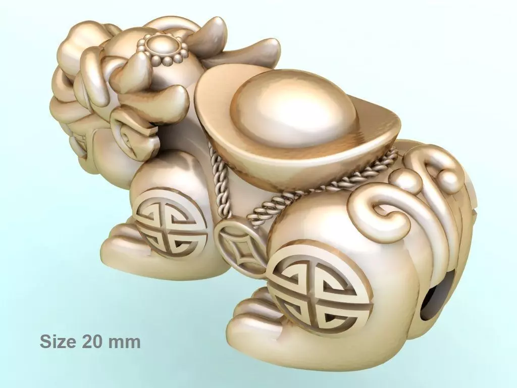 Pixiu money coin Bracelet - Unicorn  bracelet - Size 20 mm   3D print model_0