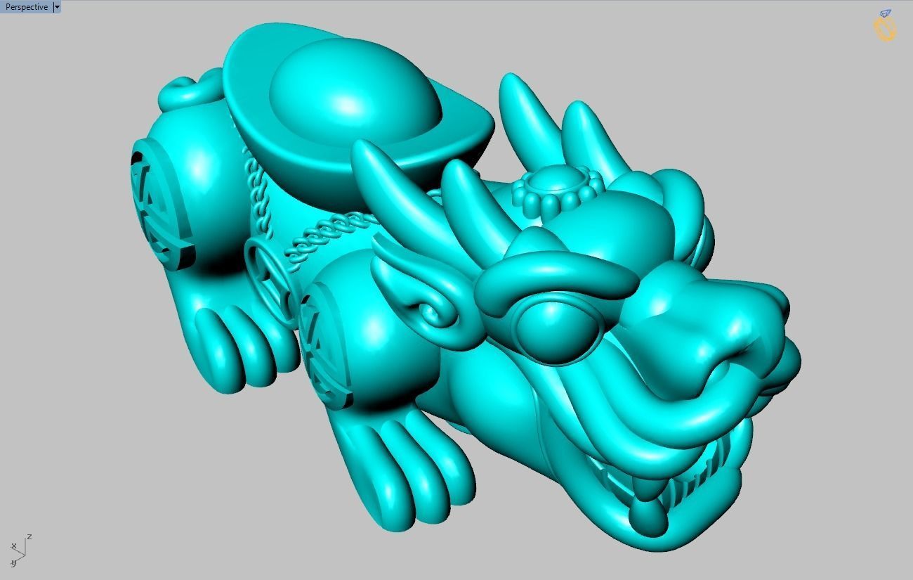 Pixiu money coin Bracelet - Unicorn  bracelet - Size 20 mm   3D print model_14