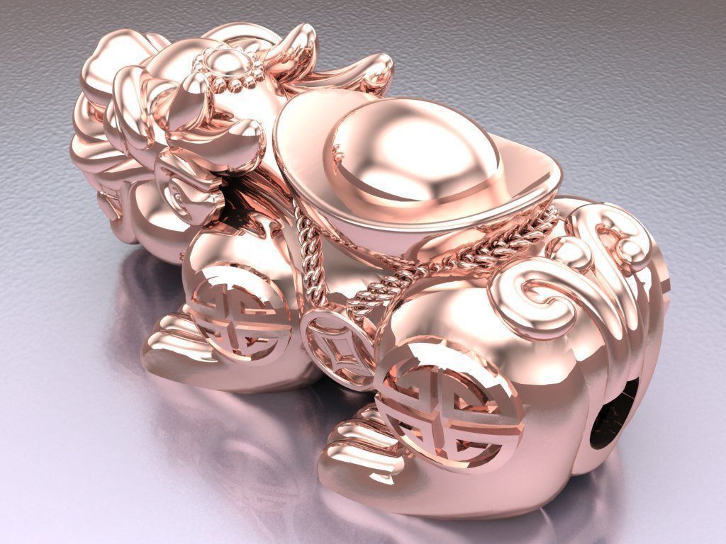 Pixiu money coin Bracelet - Unicorn  bracelet - Size 20 mm   3D print model_7
