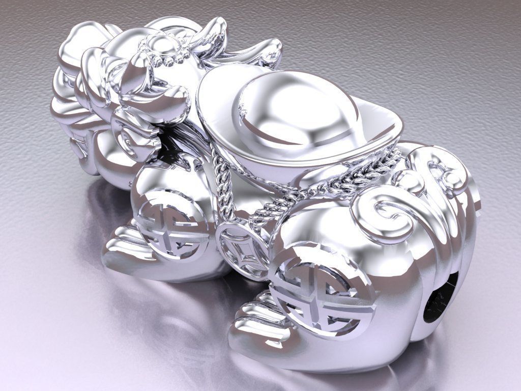 Pixiu money coin Bracelet - Unicorn  bracelet - Size 20 mm   3D print model_9