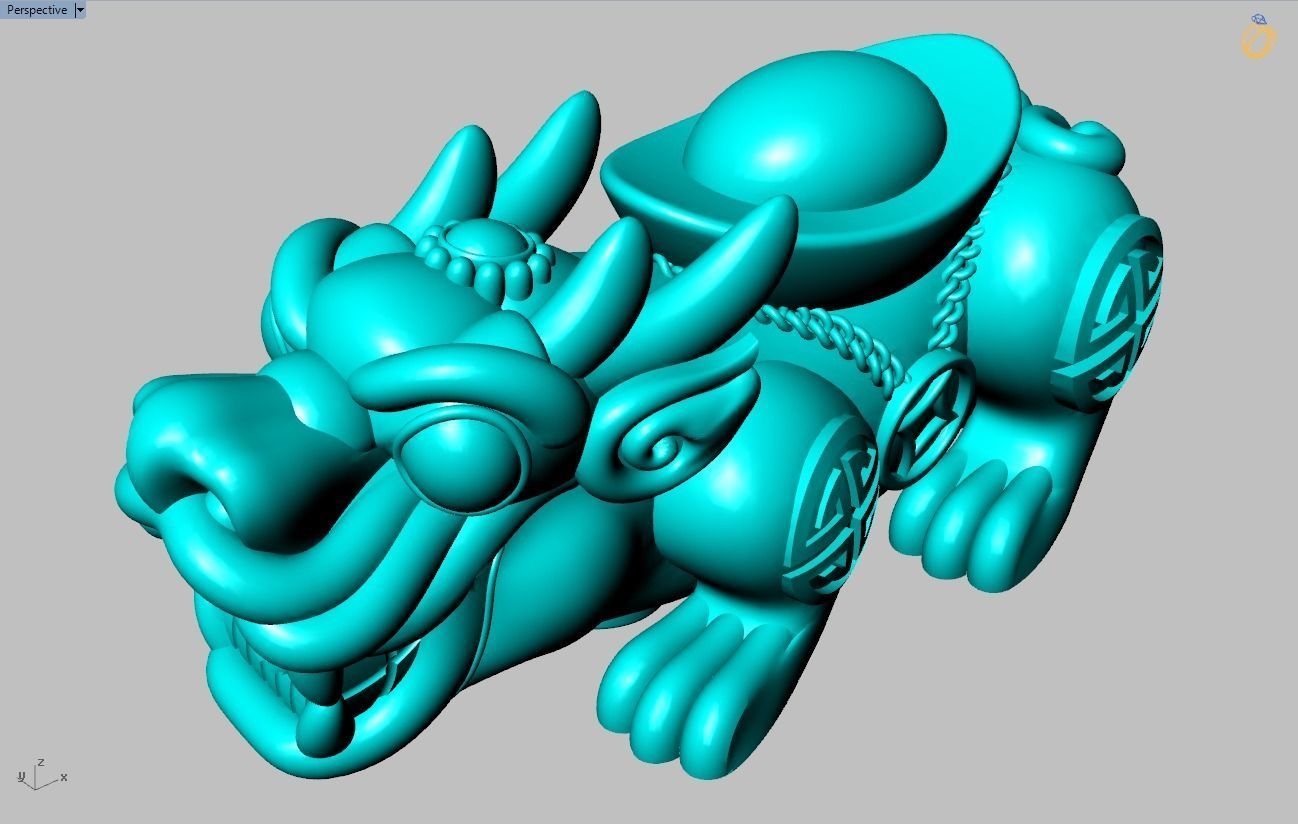 Pixiu money coin Bracelet - Unicorn  bracelet - Size 20 mm   3D print model_15