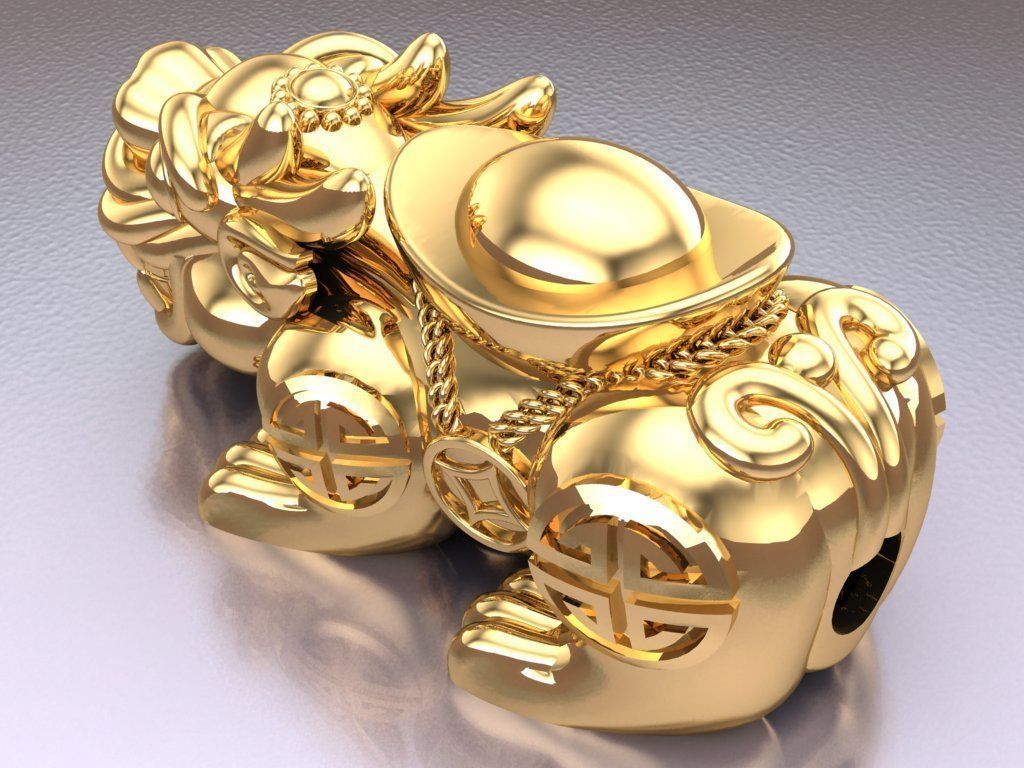 Pixiu money coin Bracelet - Unicorn  bracelet - Size 20 mm   3D print model_5