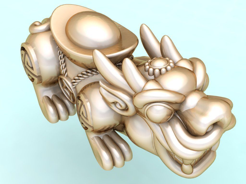 Pixiu money coin Bracelet - Unicorn  bracelet - Size 20 mm   3D print model_2