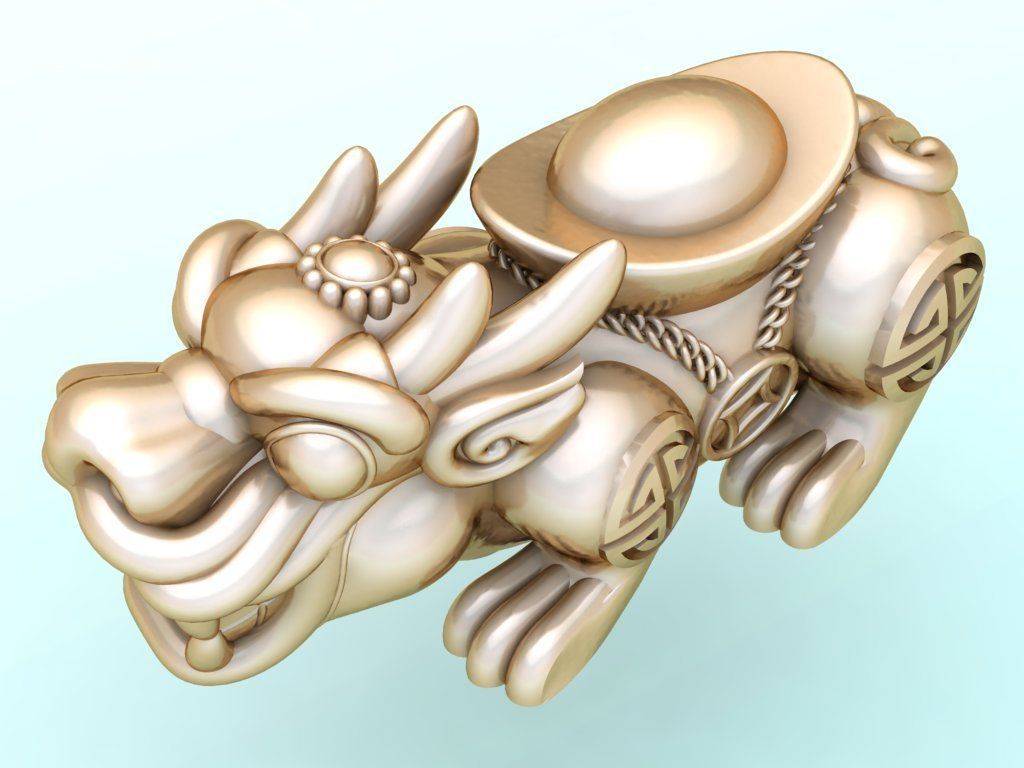 Pixiu money coin Bracelet - Unicorn  bracelet - Size 20 mm   3D print model_1