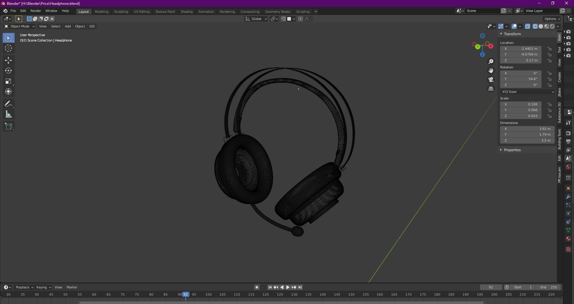 Microphone Wireless Gaming Headphone Free 3D model_26