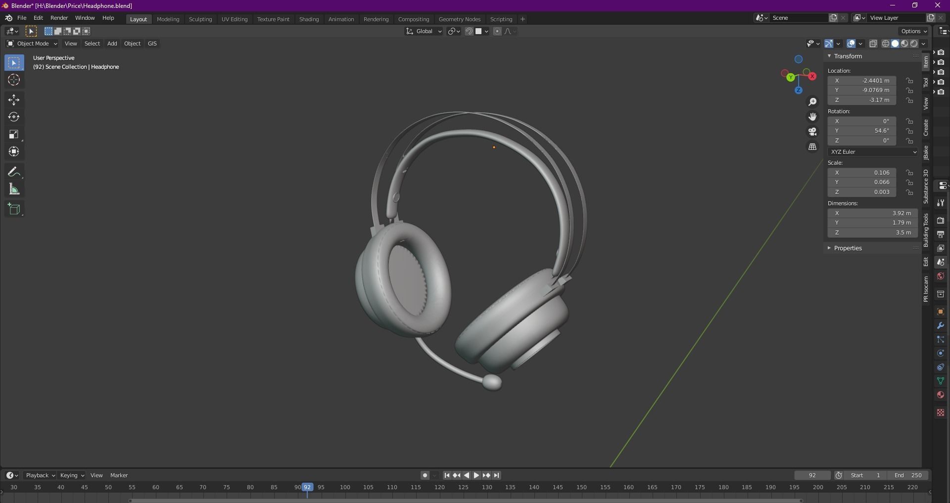 Microphone Wireless Gaming Headphone Free 3D model_28