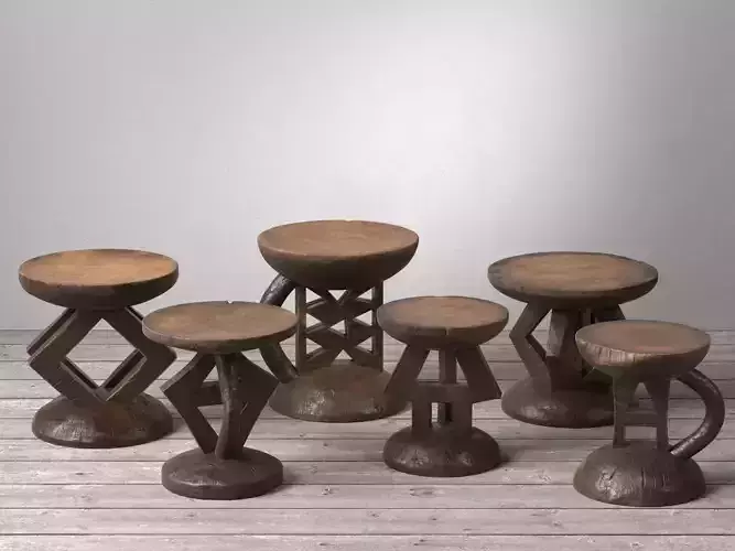 Carved Wood African Stools