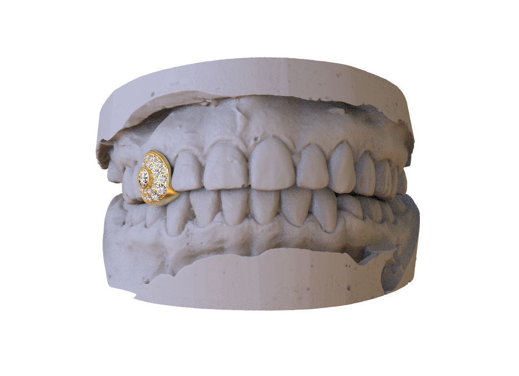 grillz tooth with gold filling 3D print model_35