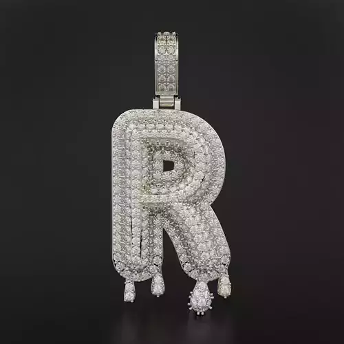 Bubble Letter R with Drip Pendant 3D print model