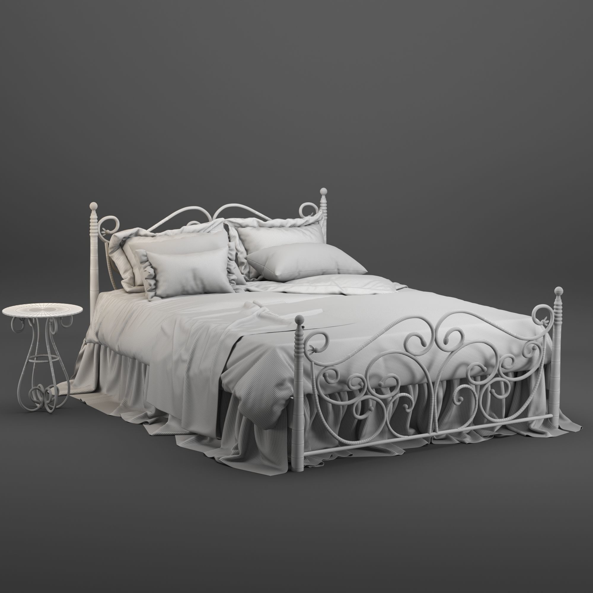wrought iron bed 3D model_4