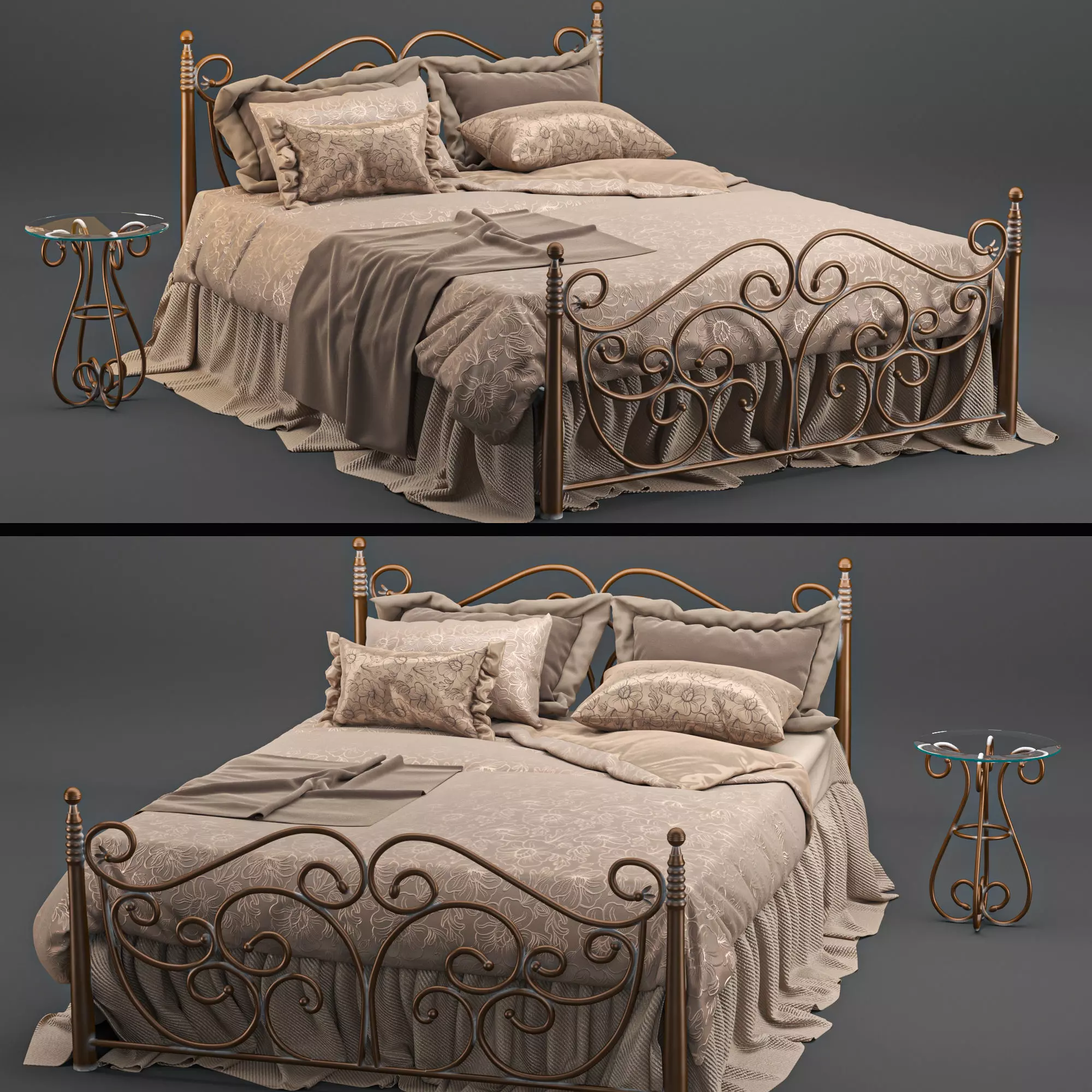 wrought iron bed 3D model_0