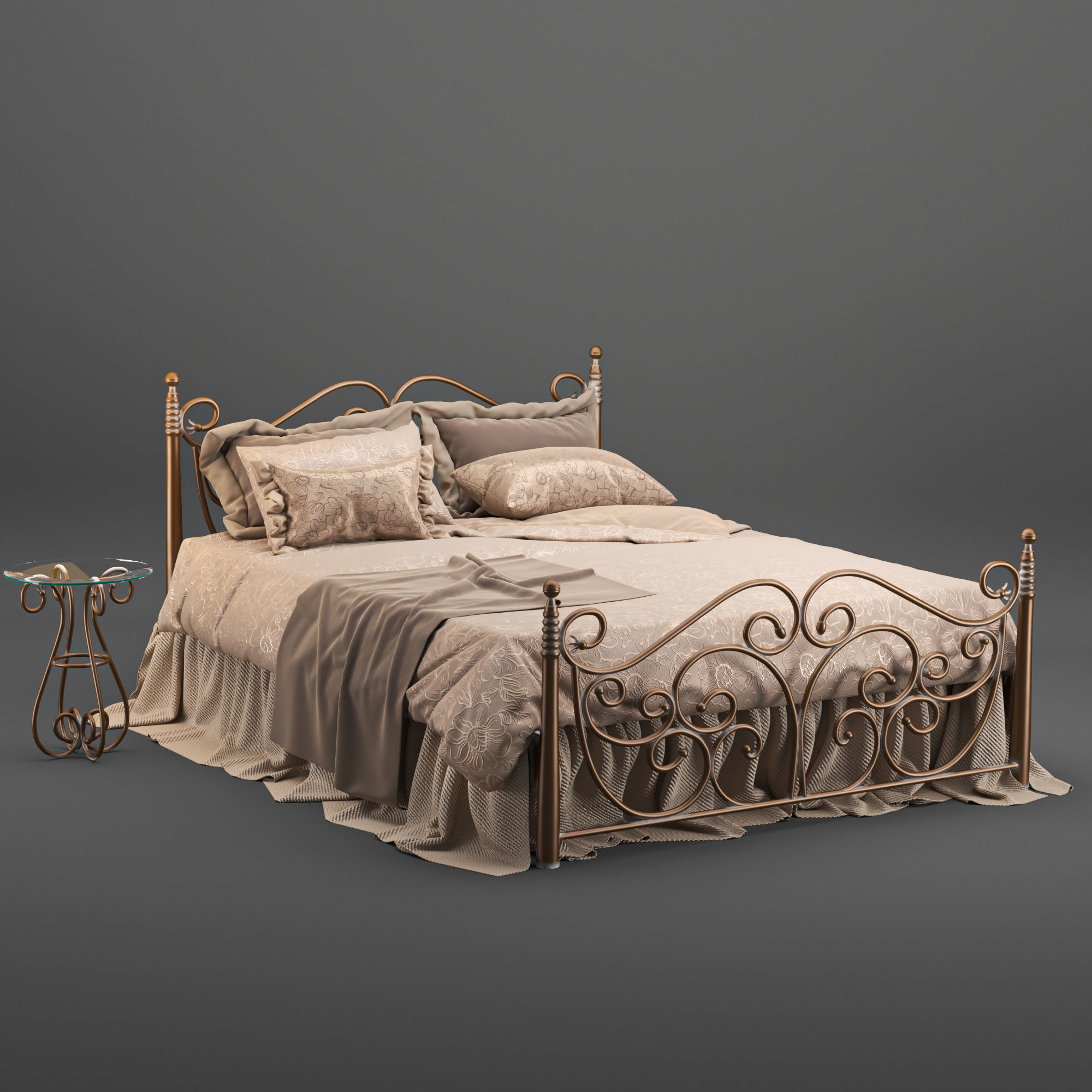wrought iron bed 3D model_3