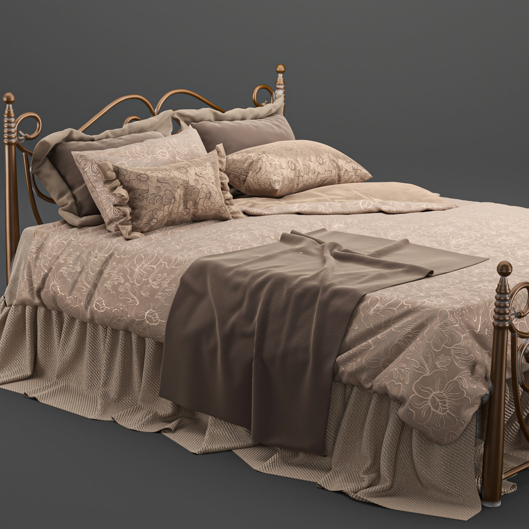 wrought iron bed 3D model_1