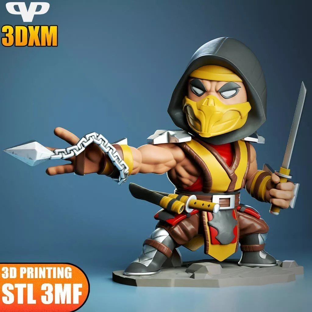 Mortal Kombat Scorpion Chibi STL 3MF for 3D Printing 3DXM 3D print model