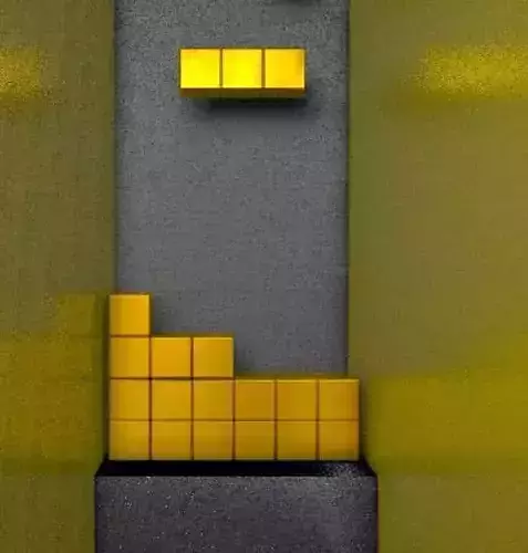 Animated golden tetris 3D model