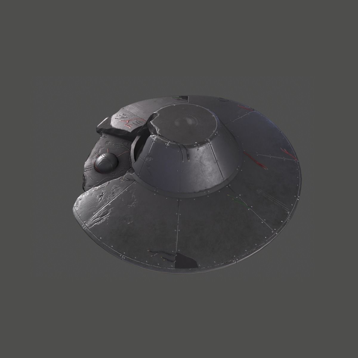 UFO Destroyed Low-poly 3D model_4
