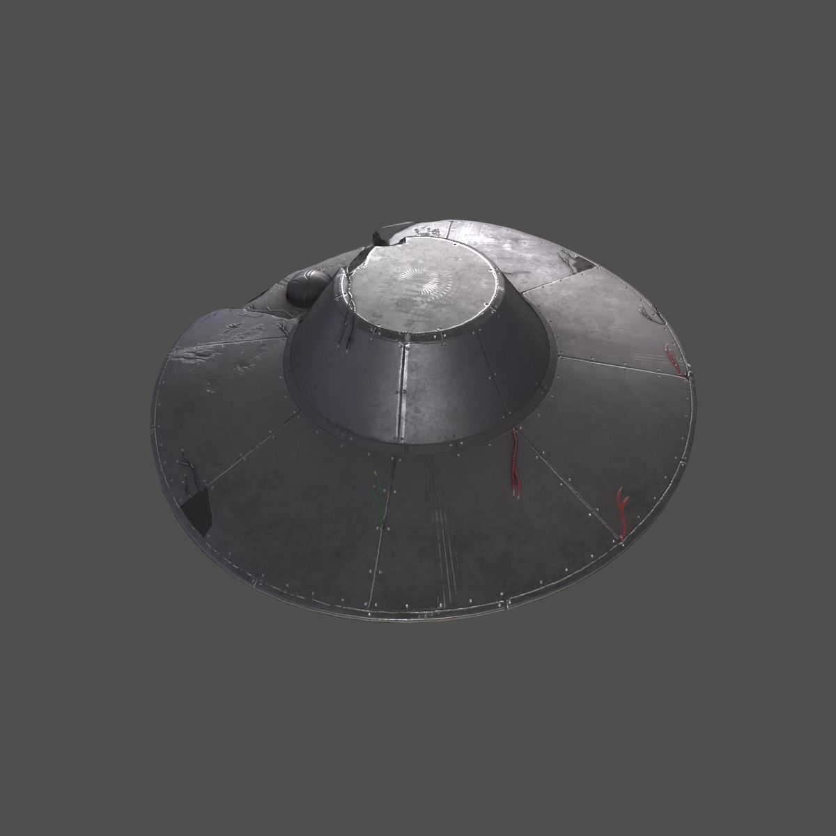 UFO Destroyed Low-poly 3D model_2
