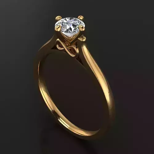 Solitaire 4 Prong Infinity Label Gallery Engagement Ring 3D print model