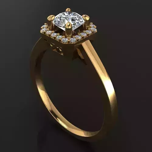 Round Diamond Infinity Gallery Emerald Halo Engagement Ring