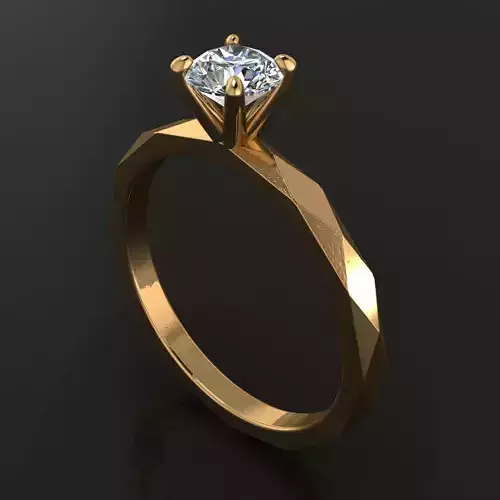 Low Poly Flat Facet Engagement Ring