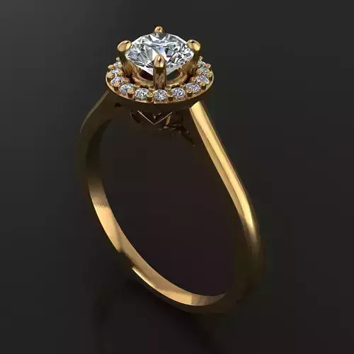 Round Diamond Halo V Pattern Gallery Engagement Ring