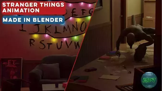 Stranger Things Animation with Demogorgon Monster 3D model