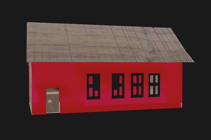 Class building with wooden roof 3D model