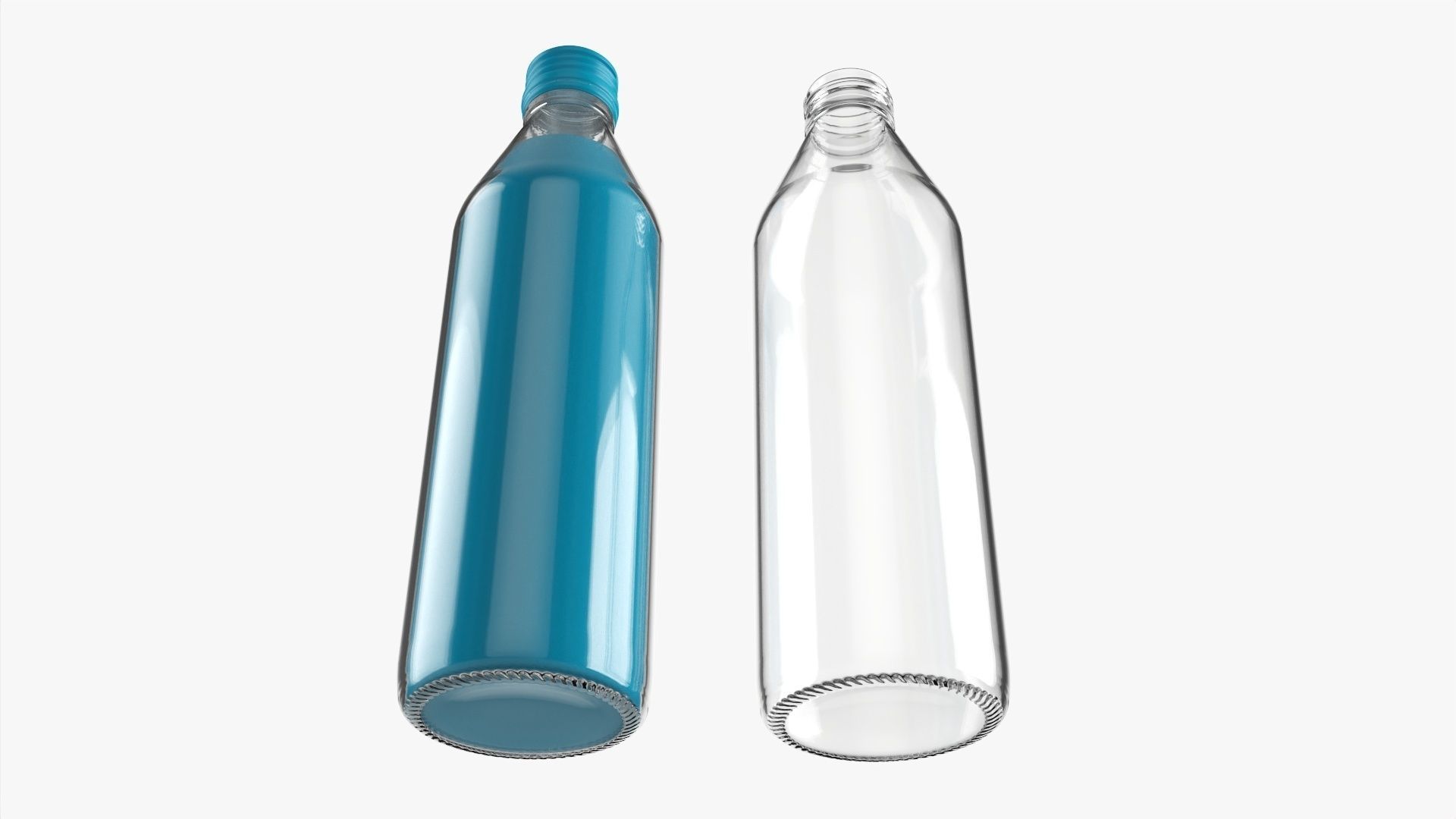 Glass soft drink soda water bottle 14 3D model_2