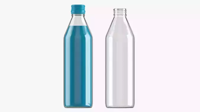 Glass soft drink soda water bottle 14 3D model