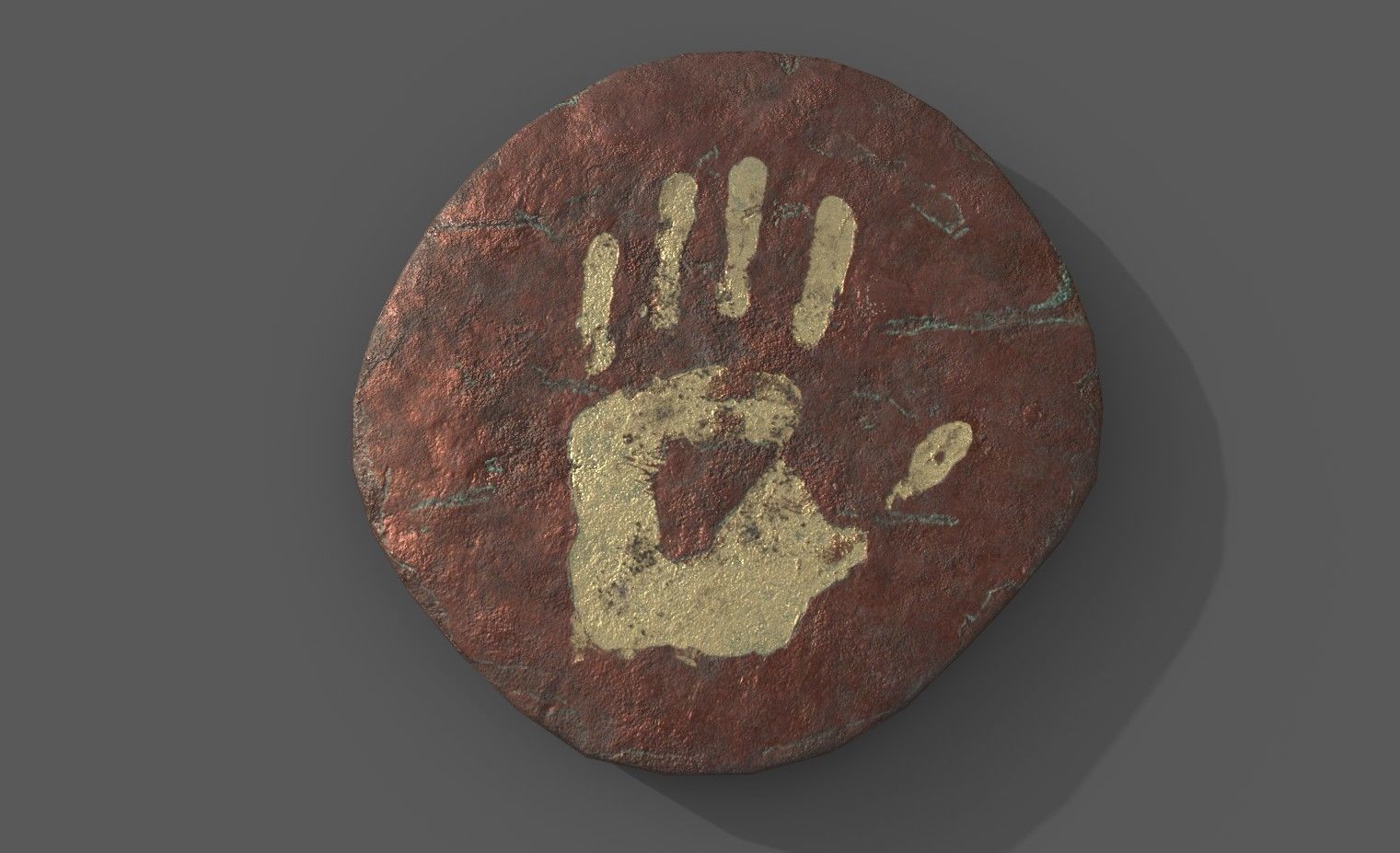 Crude Cultist Copper Coin Low-poly 3D model_1