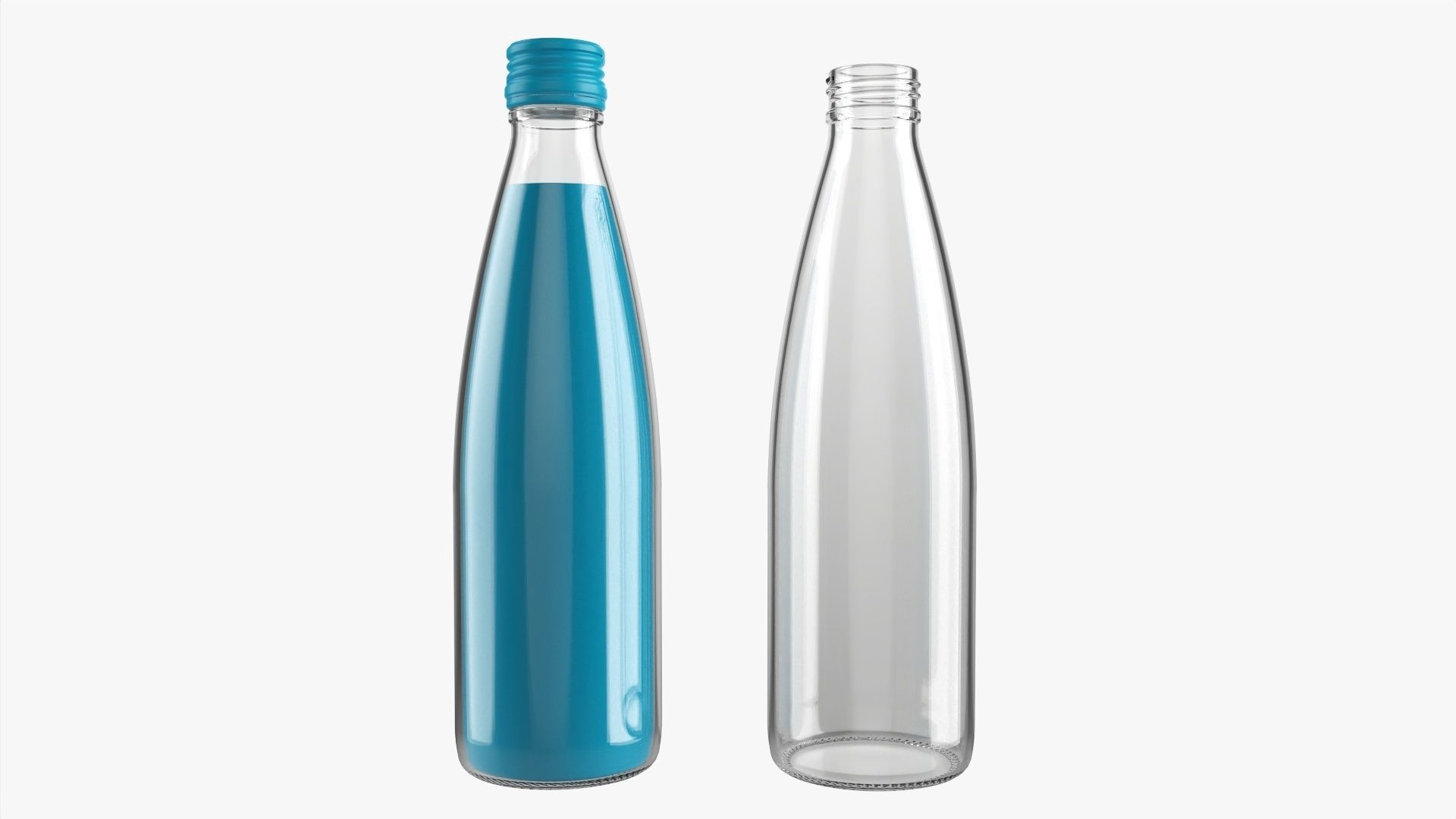 Glass soft drink soda water bottle 16 3D model_1