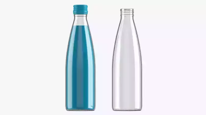 Glass soft drink soda water bottle 16 3D model