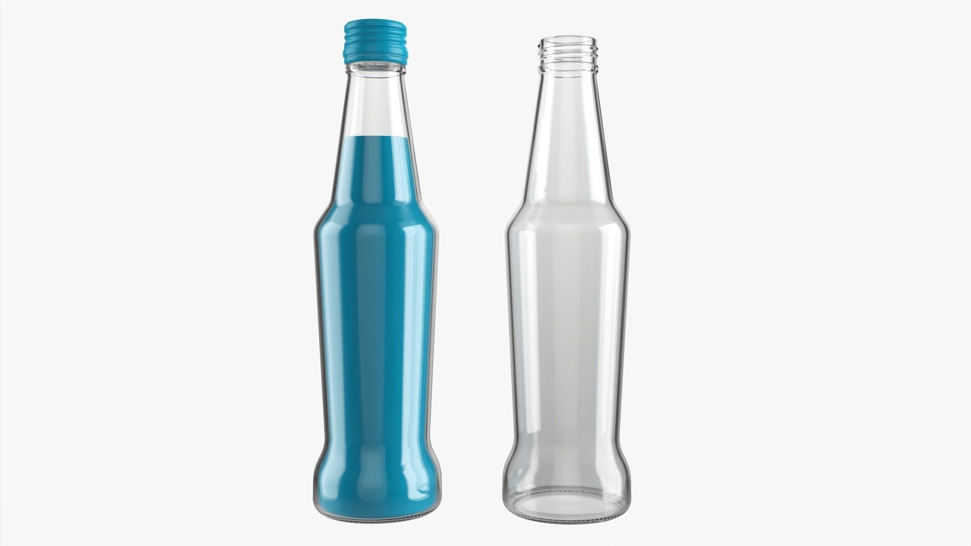 Glass soft drink soda water bottle 17 3D model_1