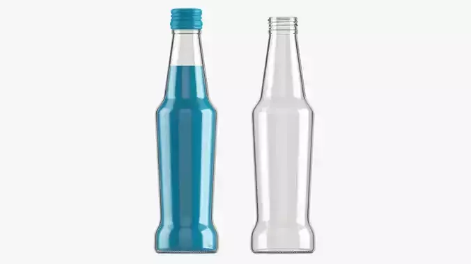 Glass soft drink soda water bottle 17 3D model