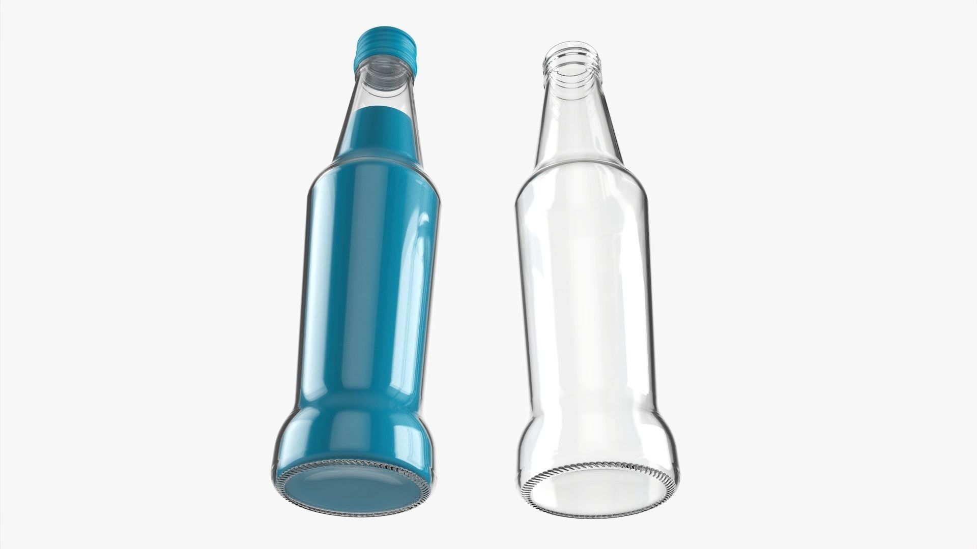 Glass soft drink soda water bottle 17 3D model_2