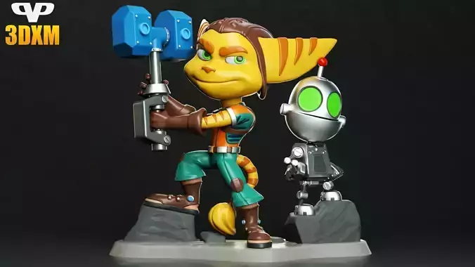 Ratchet and Clank Chibi for 3D Printing STL 3D print model