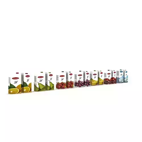 3D market milk and juice varieties model Low-poly 3D model