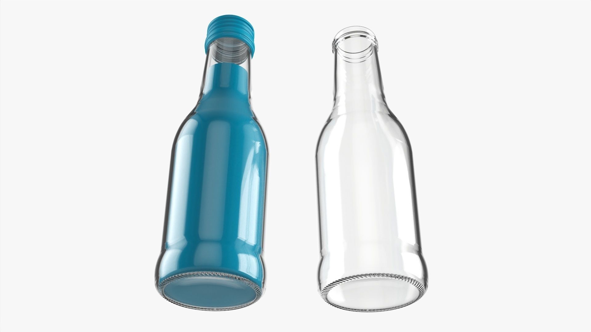Glass soft drink soda water bottle 32 3D model_2