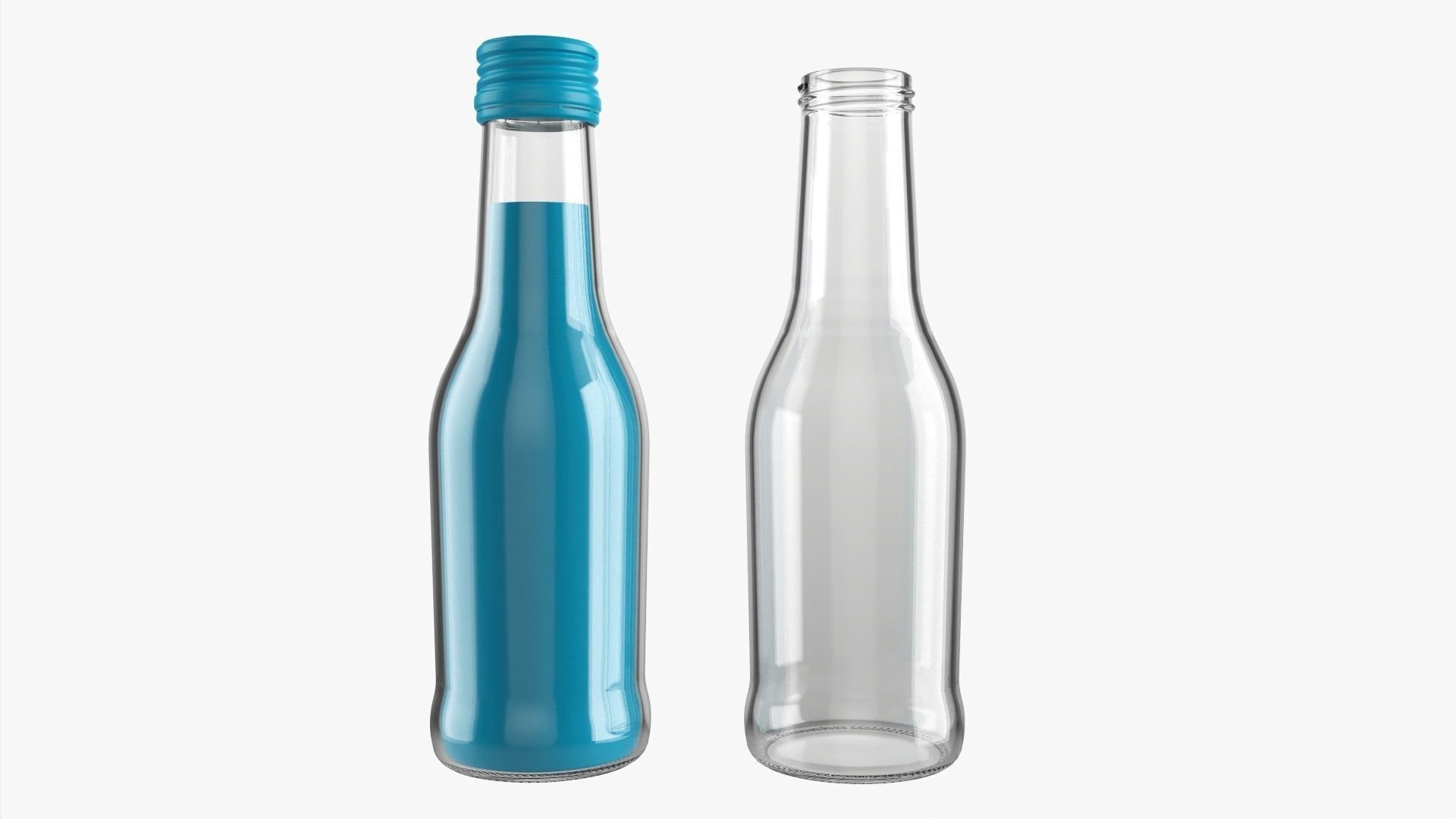 Glass soft drink soda water bottle 32 3D model_1