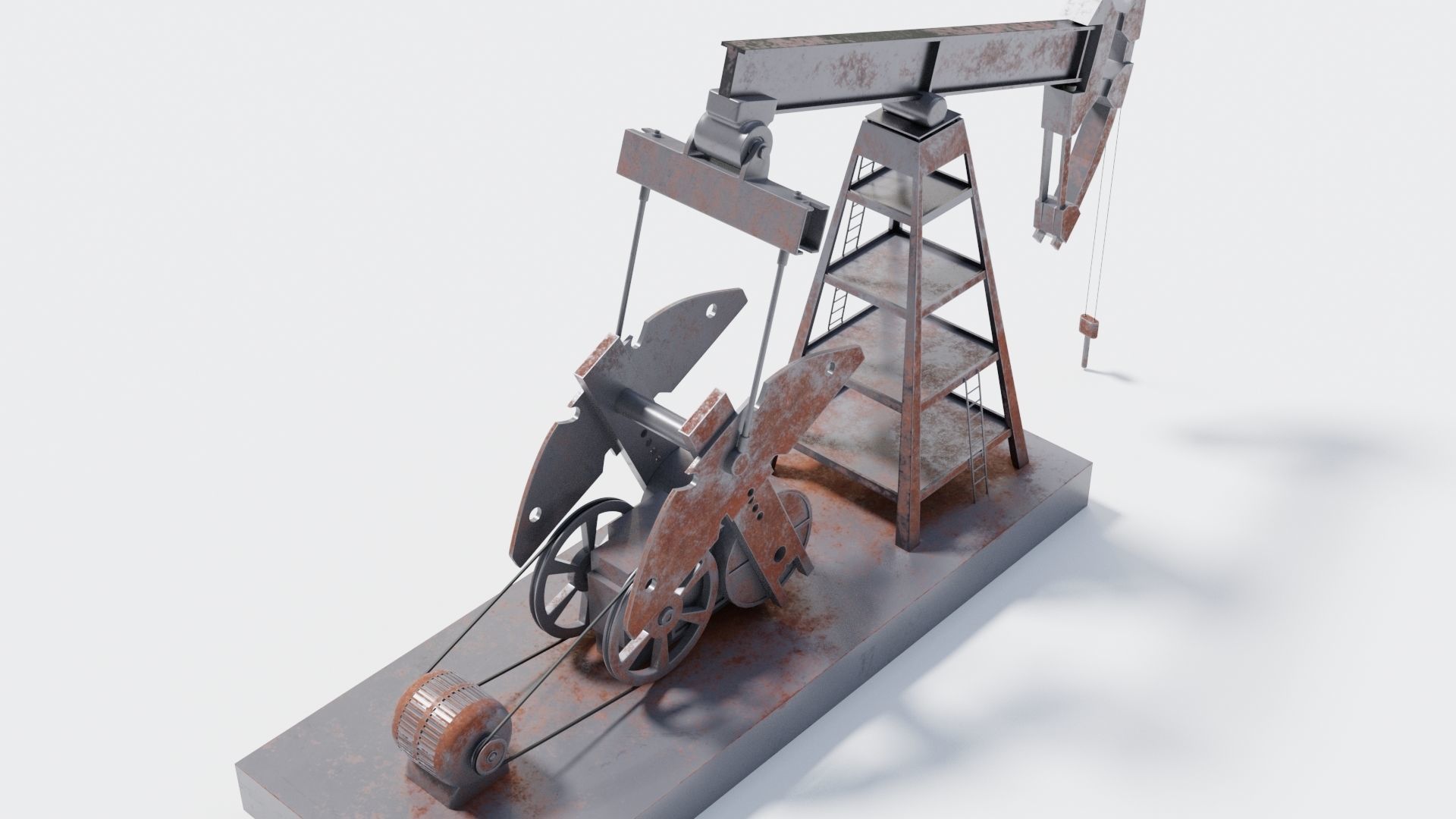 Pumpjack for oil extraction 3D model_3