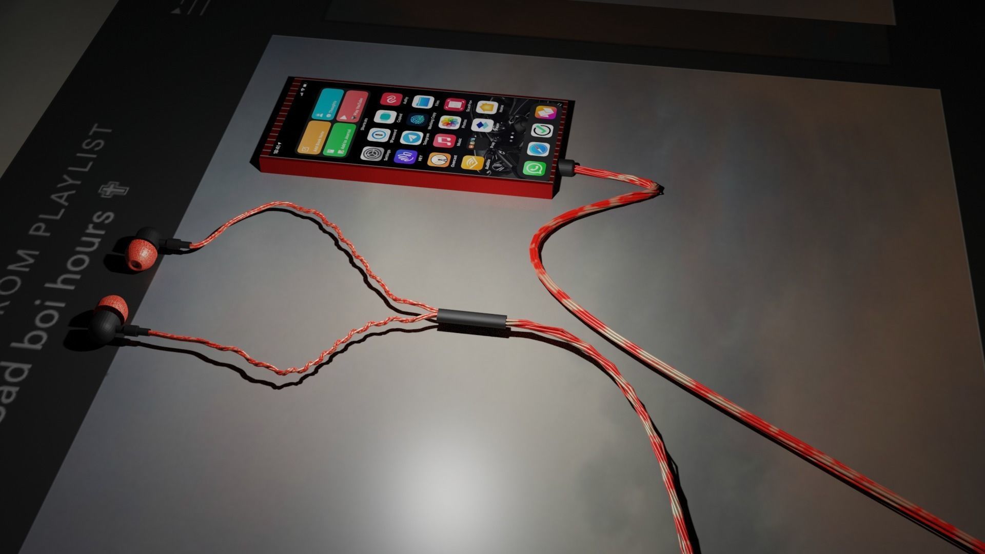 earphone and mobile  Free low-poly 3D model_2