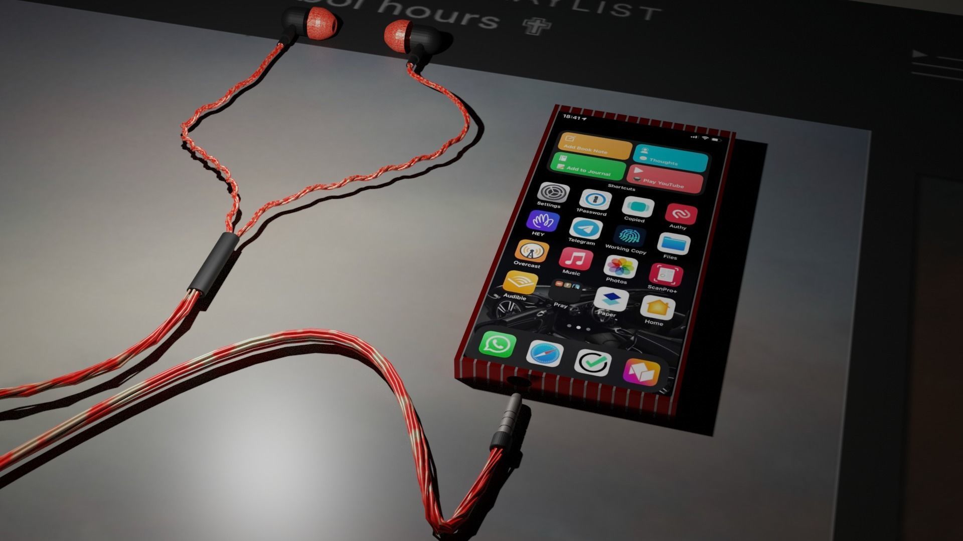 earphone and mobile  Free low-poly 3D model_1