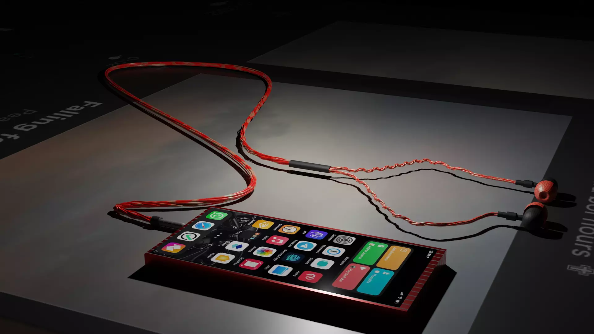 earphone and mobile  Free low-poly 3D model_0