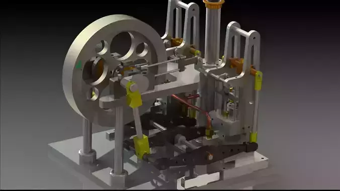 2 cylinder double sided beam steam engine
